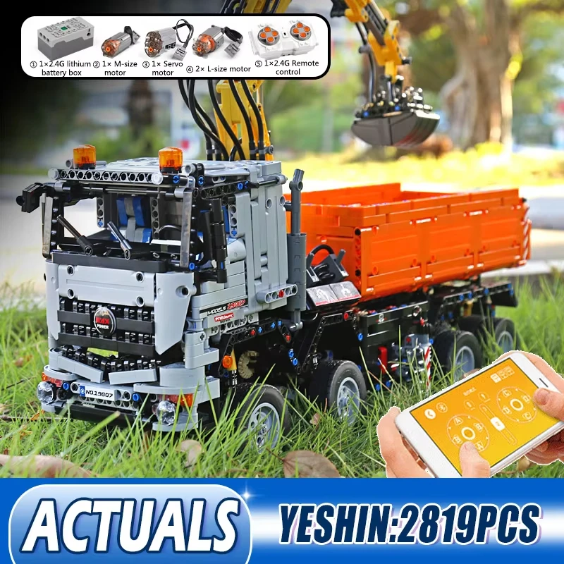 Фото MOLD KING 19007 MOC Технический автомобиль Приложение RC Грузовик Моторизованный автомобиль Строительные блоки Кирпичи Сборка игрушек Рождественский подарок для детей №2