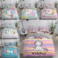 children 3d cute unicorn cartoon bedding set twin single sizes 23 pcs bed linen with pillowcase home duvet cover 90 bedclothes