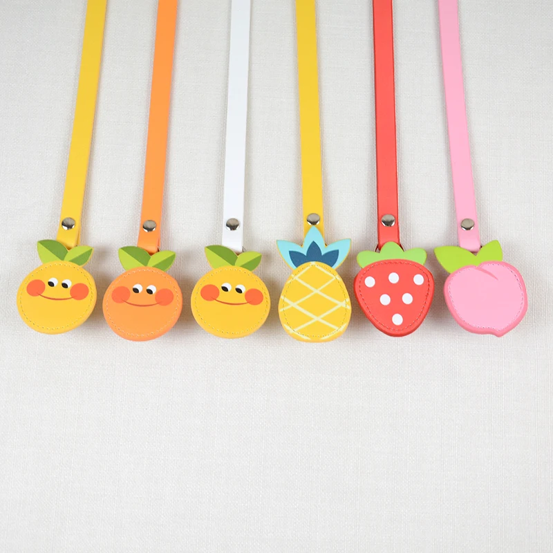 New Tanqu Long Obag Pu leather Handles with cartoon fruit drops strawberry orange Flat PU Belt attachments for EVA O Bag Body