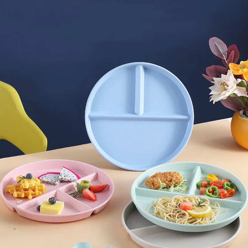 

Children's Dinner Plate Divided Table Plate Dinner Plate Separated Three-compartment Household Adult Anti-fall Plastic Plate