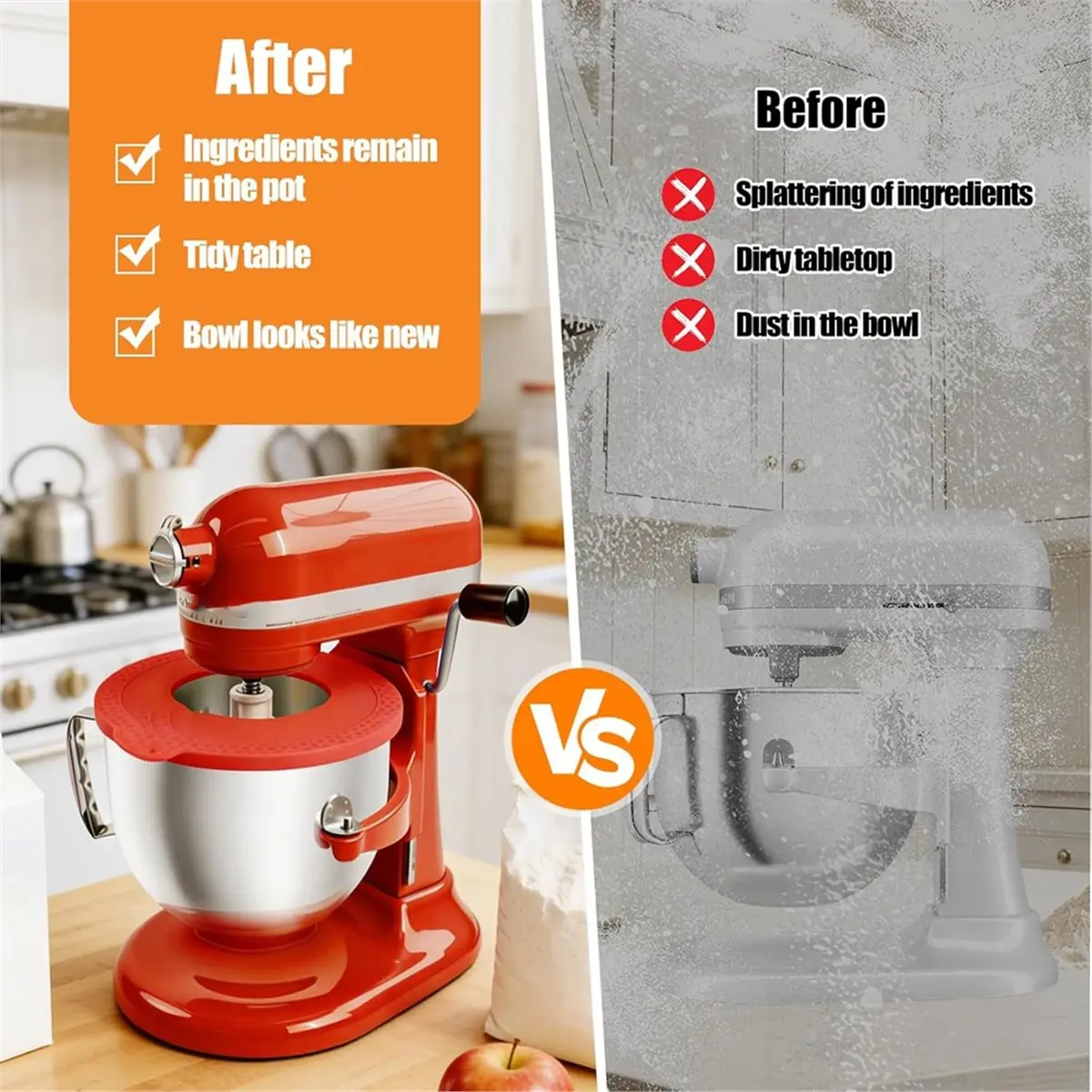 Фото (ABPO) Силиконовая крышка для чаши миксера KitchenAid 6-7 кварт для стационарных миксеров с подъемной чашей, пыле- и брызгозащитная крышка для чаши миксера B №2