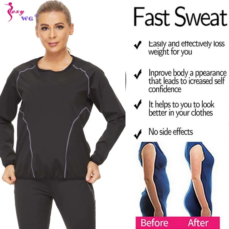 SEXYWG Sauna Sweat Suit Sports Shirt + Legging Women Body Shaper Fitness Tights Slimming Waist Trainer Tummy Control Panties