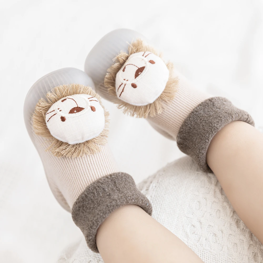 

Toddler Baby Girl Sock Shoes For Winter Thick Cotton Animal Styles Cute Babies Boy Floor Shoes Anti-slip First Walkers 0-3 Years