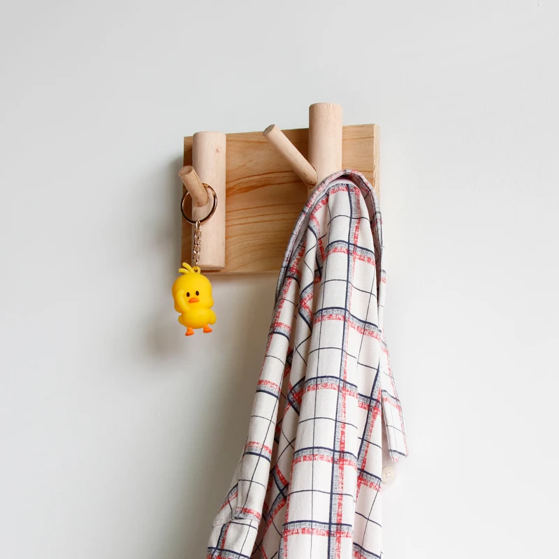 Простая настенная вешалка из массива дерева, креативный крючок для ключей для крыльца, декоративная настенная вешалка за дверью, бесплатны...