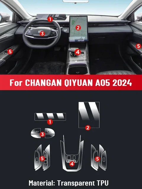 

Для CHANGAN QIYUAN A05 20224, центральная консоль для дверей автомобиля, медиа-приборная панель, навигация, защитная пленка из ТПУ от царапин, аксессуары
