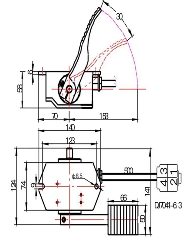 Электрический экскурсионный автомобиль патрульный педаль акселератора холл Тип