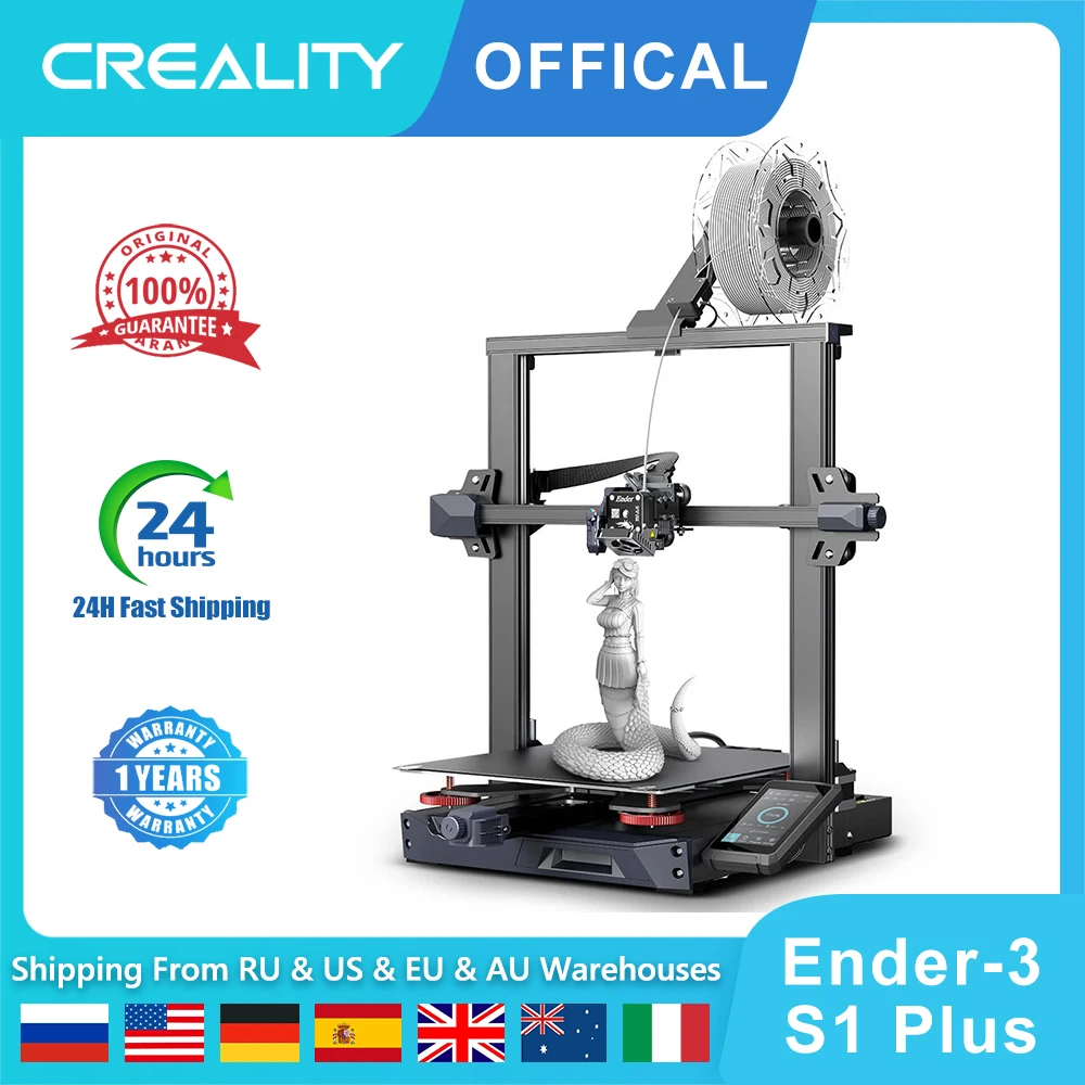 

Creality Official Ender 3 S1 PLUS Upgrade 3D Printer with CR Touch Auto-leveling Sprite Dual-Gear Extruder Double Z-axis Screw