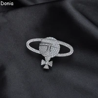 donia jewelry fashion copper micro inlay aaa zircon planet brooch blazer accessories scarf bag luxury pin