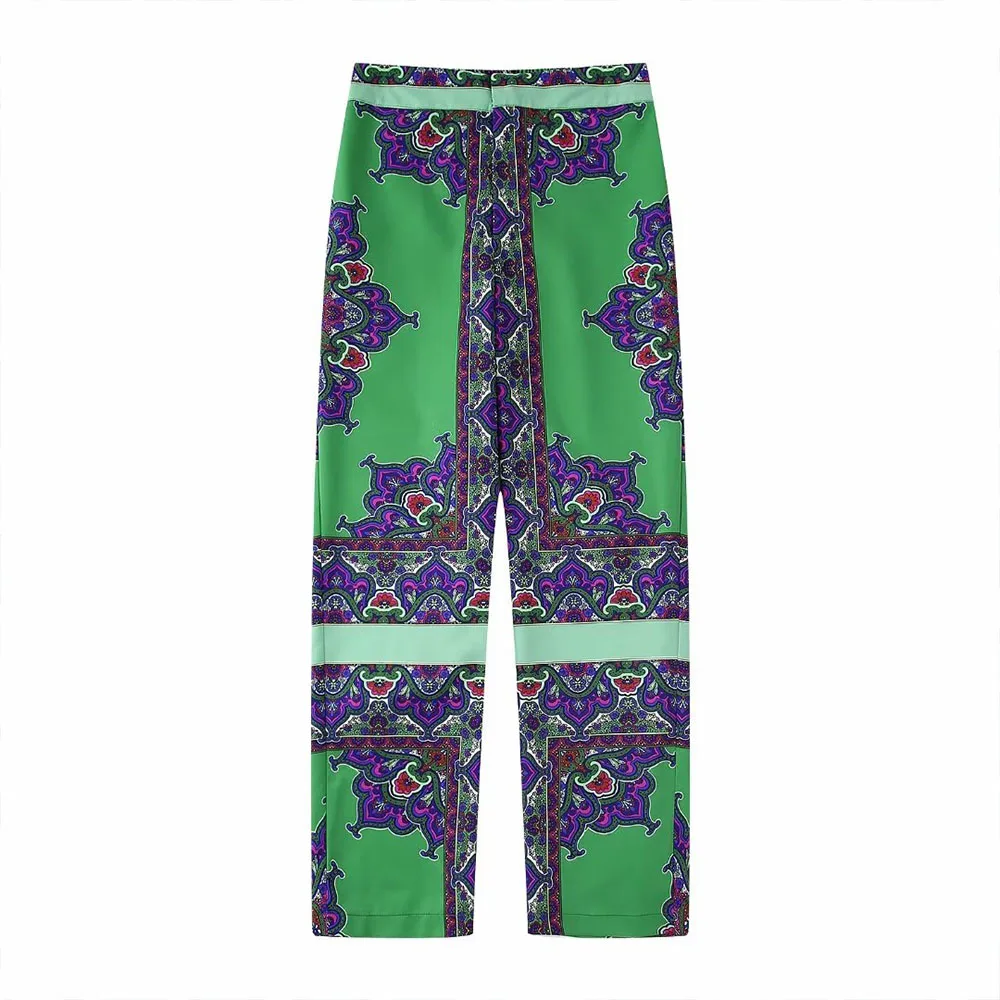 

Женские прямые брюки на молнии DiYiG, модные шикарные брюки с принтом и передним карманом, эластичные штаны с высокой талией в стиле ретро, 2022