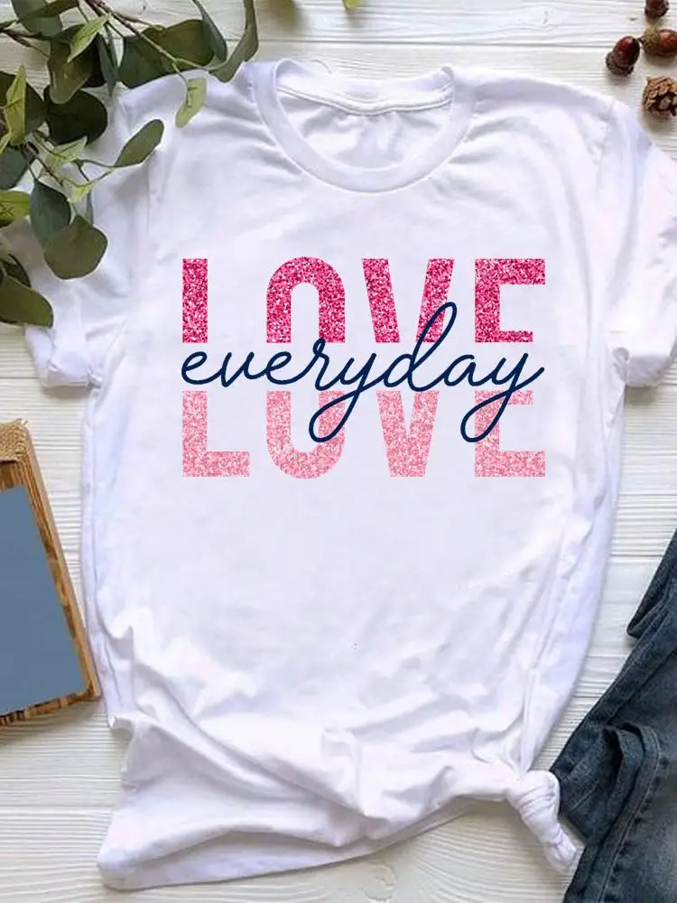 

Clothing Short Sleeve Summer Women Clothes Graphic T-shirt Fashion love letter 90s cute Kawaii Basic Tee Top Print T Shirt