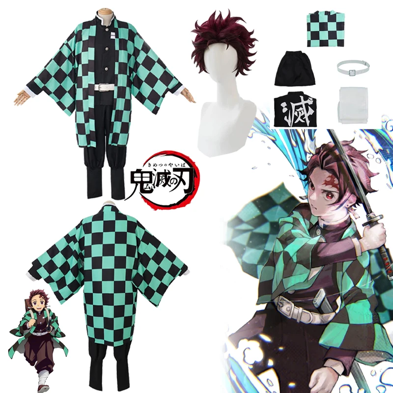 

Костюм для косплея Kamado Tanjirou Косплей демона Slayer Kimetsu No Yaiba Косплей Костюм Аниме Tanjirou парик кимоно костюм на Хэллоуин