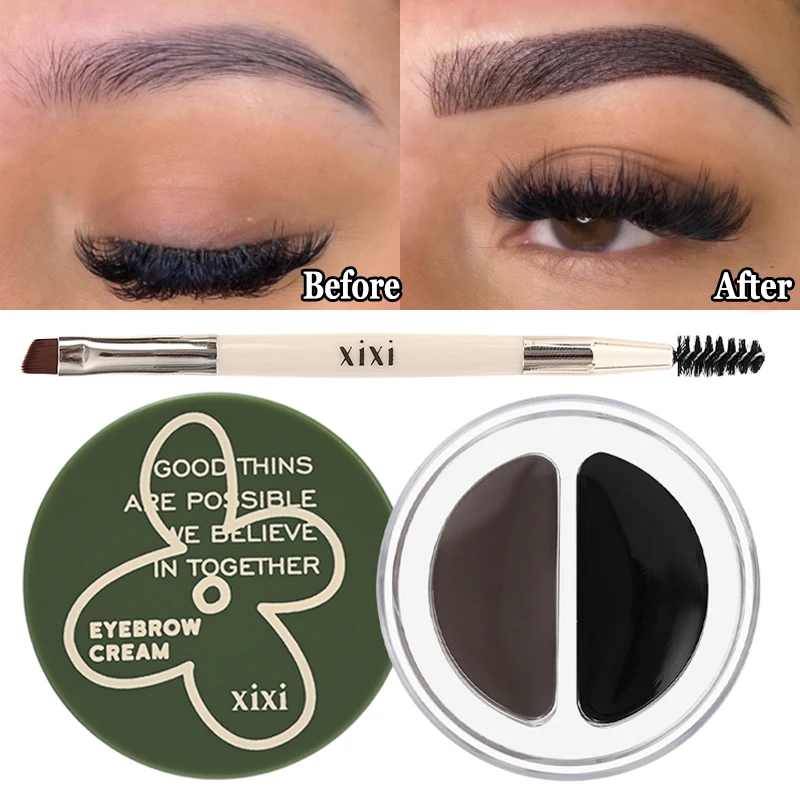 

Sdotter Natural Waterproof Eyebrow Cream Long Lasting Eyebrow Dye Pigments Gel with Brush Black Brown Eyebrow Styling Enhancers