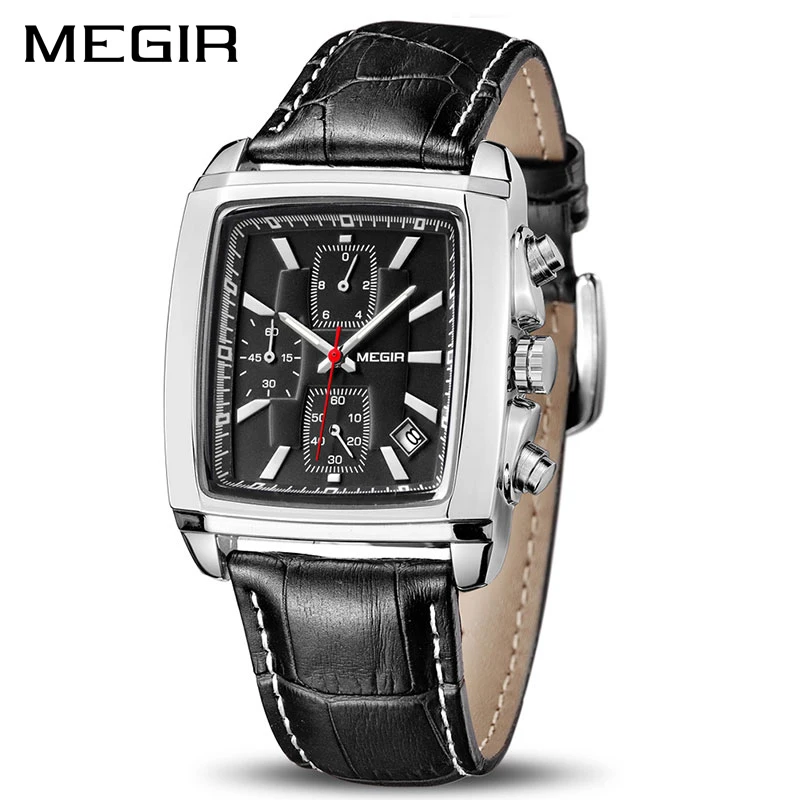 

MEGIR Official Quartz Men Watch Genuine Leather Watches Clock Men Chronograph Watch Relogio Masculino for Man Male Students 2028