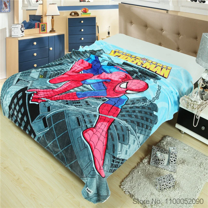 

Disney Cartoon on Spiderman Avengers Children Blanket for Boys Bed/Sofa Throws 150x200cm Bedroom Decor Flannel Blankets