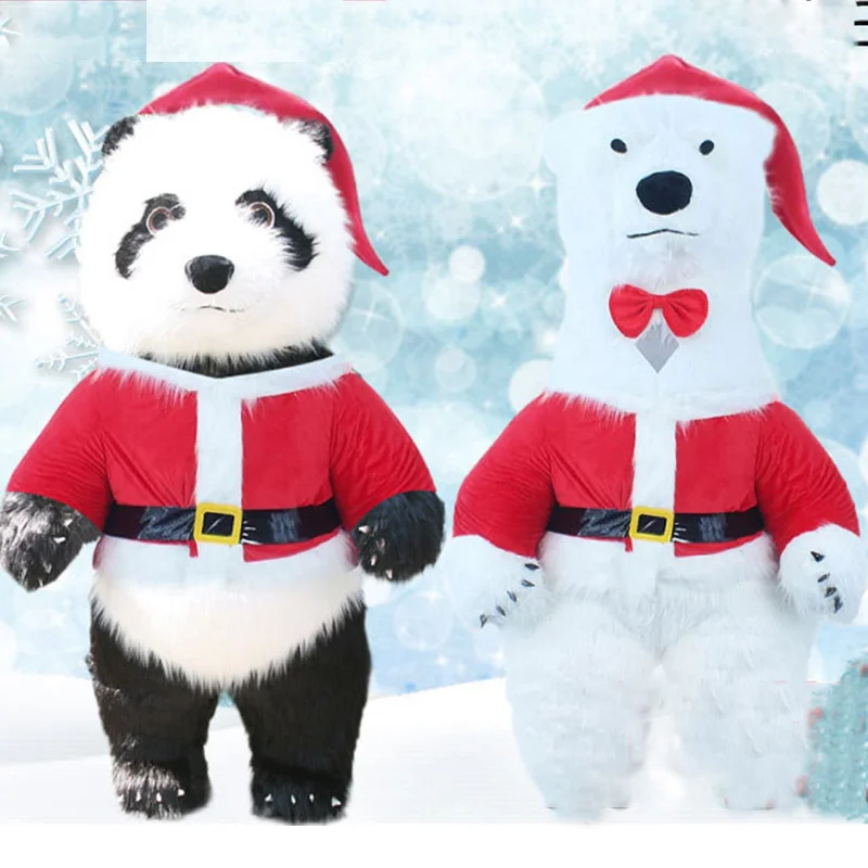 Inflatables Gingerbread Man Cosplay Costume Mascot Christmas Plush Suit for Adult Panda Polar Bear Elk Cosplay Party Furry Carni