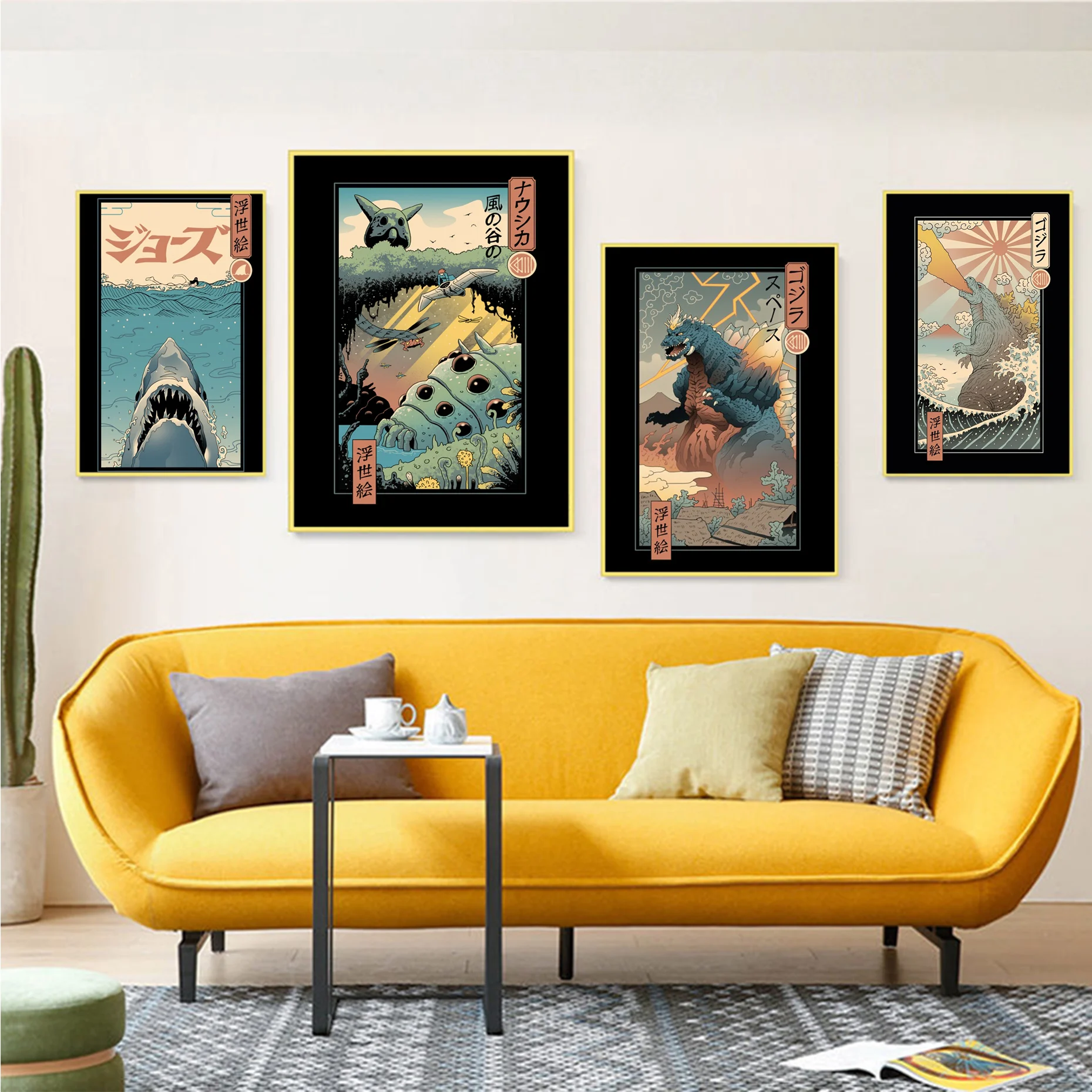 

Japanese Animation Ukiyoe Classic Vintage Posters Decoracion Painting Wall Art Kraft Paper Kawaii Room Decor