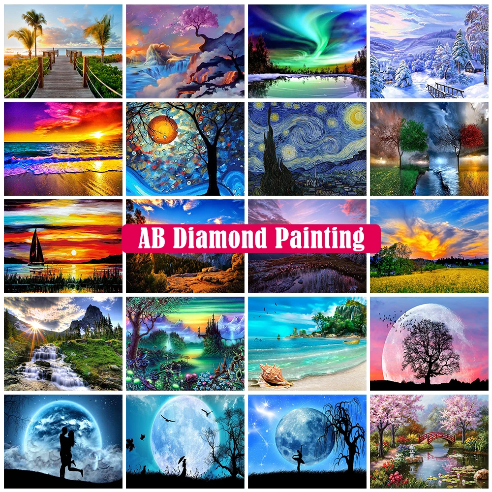 

Алмазная живопись ABDIY, Набор для вышивки крестиком с круглым пейзажем, Пляжная картина, мозаика, искусство, алмазная живопись, новая коллекц...