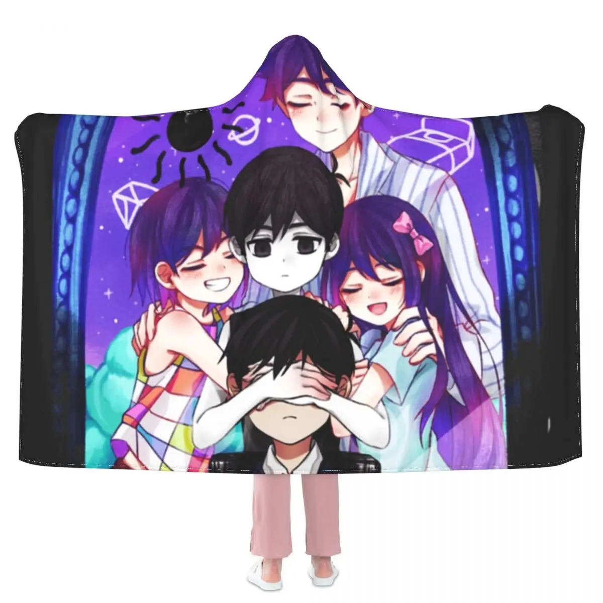 

Одеяло с коллажем Omori, Флисовое одеяло с капюшоном для видеоигр, мягкое Дешевое теплое покрывало