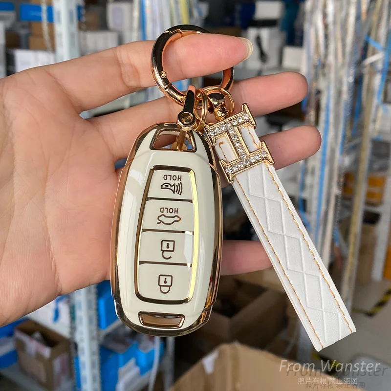 

4 Bottons Car Key Case Cover Shell Keychain for Hyundai I30 Ix35 KONA Encino Solaris Azera Grandeur Ig Accent Santa Fe Palisade