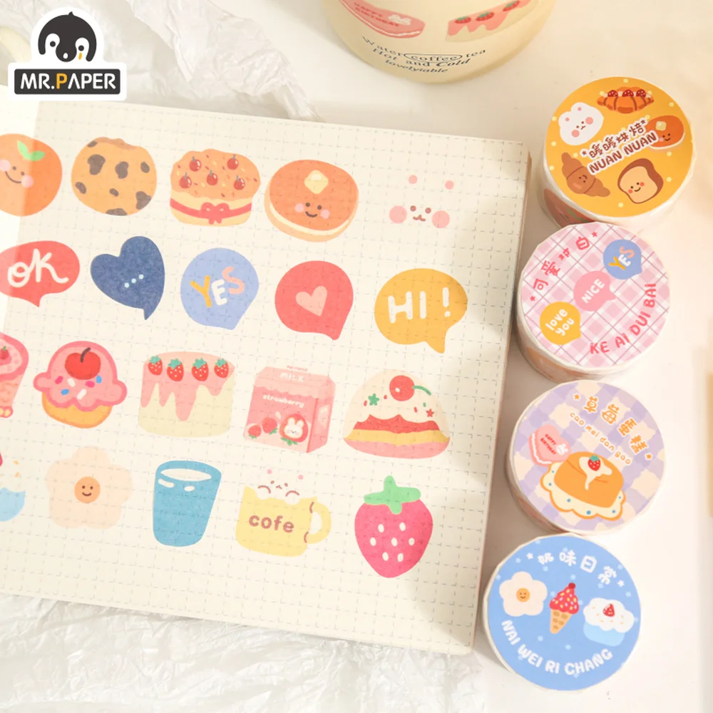 Mr.paper 12 Designs Washi Tape Kawaii Cute Decorative DIY Scrapbooking Sticker Label Washi Tape Stationery School Supplies images - 6