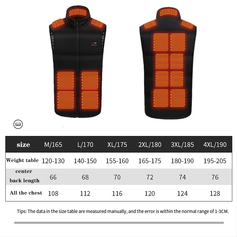Vest three control 15 zone with display screen switch heating vest outdoor mountaineering skiing heating suit