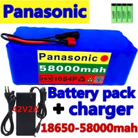 100original panasonic10s4p 58ah 36v18650 battery 1000w 42v 58000mah electric bicycle ebike bms 42v2a charger