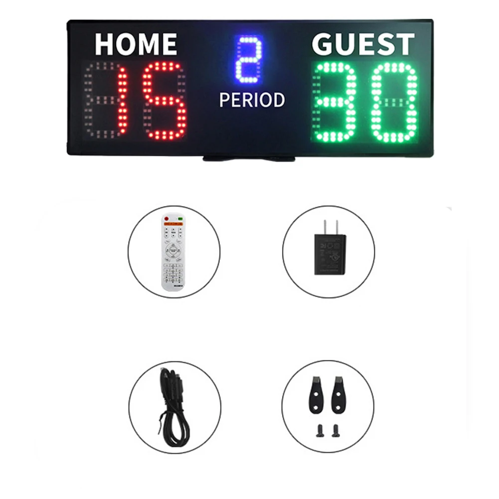 

Digital Scorer Electric Scoreboard 5-level Brightness 5v/2A Indoor Activities Remote Control Two Working Modes