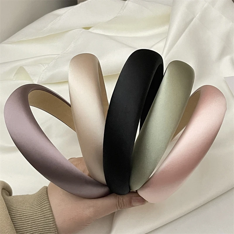Pink Green Champagne Sponge Headband High Quality Makeup Satin Head Band Cloth Co Spa Retro Hair Band Holder