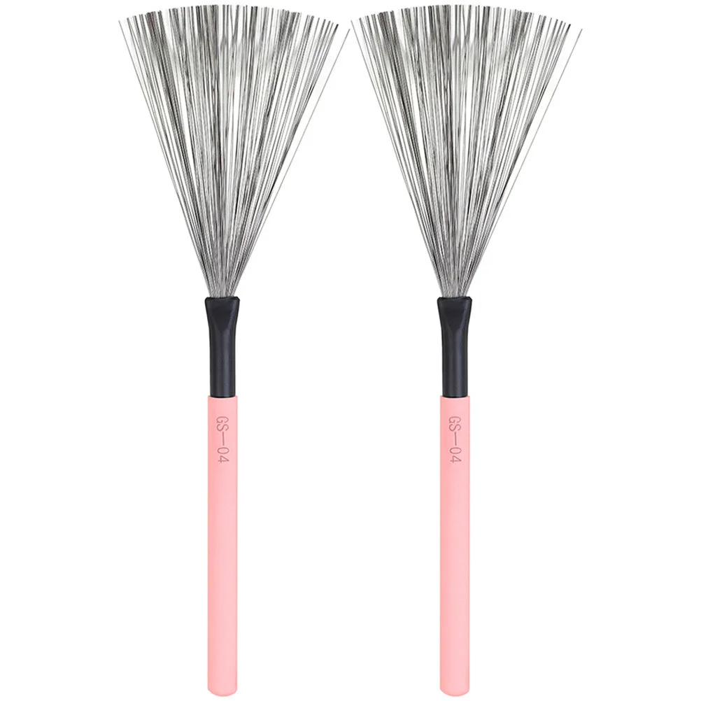 

1 Pair Wooden Handle Drum Brushes Percussion Instrument Brushes Portable Drum Wire Brush