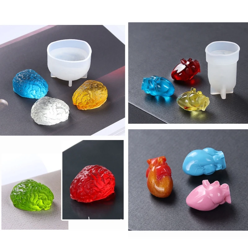 

652F имитация из силикона Mold в виде сердца и мозга смолы формы DIY Arts Craft