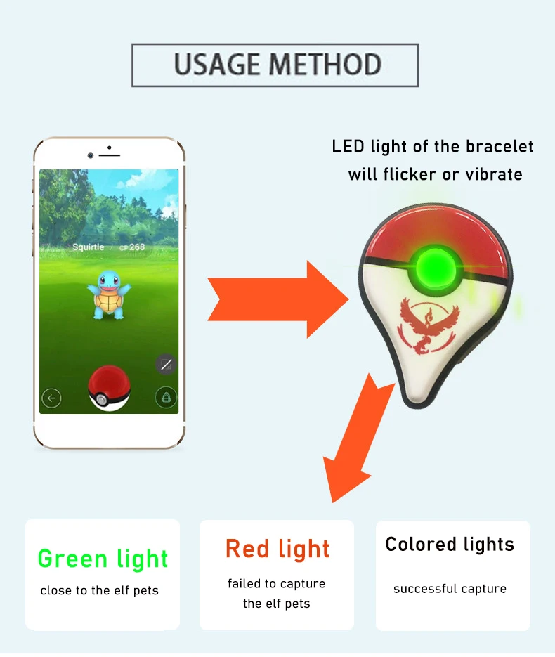 Фото Оригинальный браслет для Pokemon/Pikachu GO Plus, автоматическая защелка, Bluetooth-переключатель, автоматический захват, фантазийная фигурка, игрушки, зарядный ремешок №3