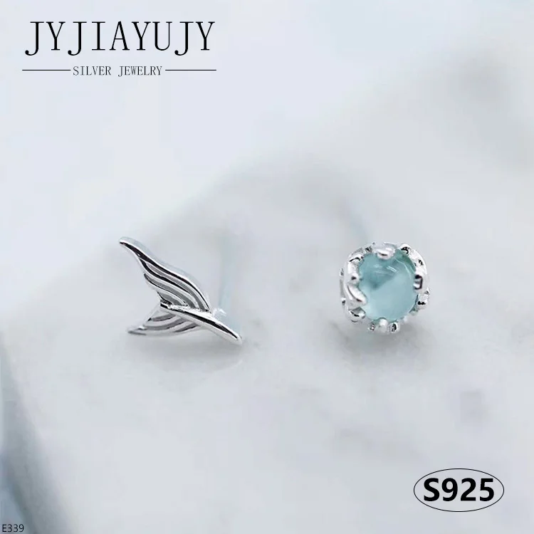 

JYJIAYUJY 100% Sterling Silver S925 Stud Earrings Mermaid Tail Bubbles Shape Fashion Trendy Hypoallergenic Jewelry Gift E339