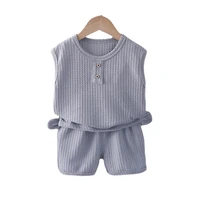 new summer baby clothes suit children boys girls sports cotton solid vest shorts 2pcsset toddler casual costume kids tracksuits