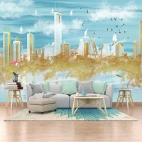 custom mural wallpaper modern 3d golden texture city scenery fresco living room tv sofa background wall decor papel de parede 3d