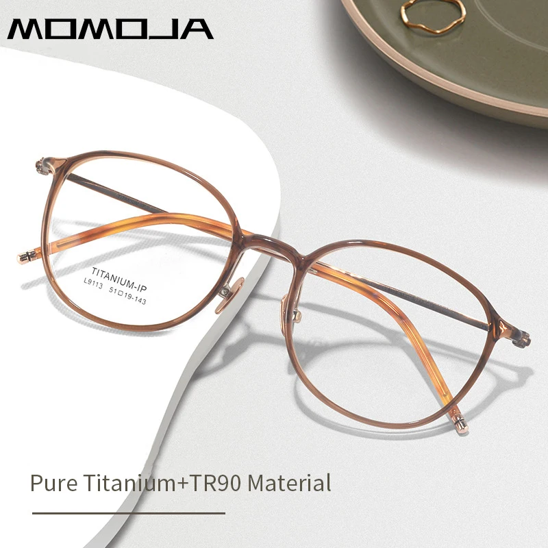 Ультралегкие титановые очки MOMOJA для мужчин и женщин модные круглые в стиле ретро