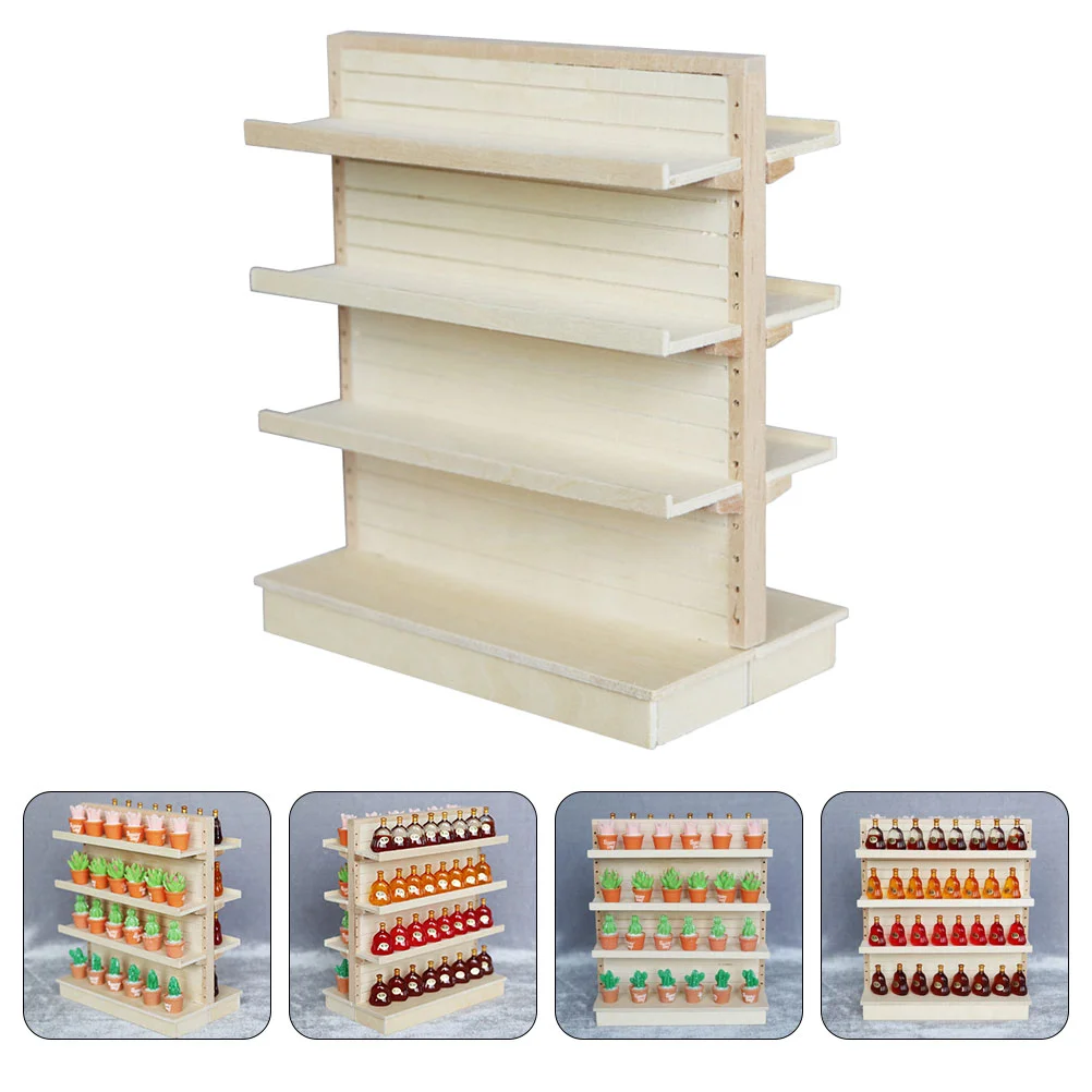 

Shelfmini Furniture Miniature Displaywooden Cabinet Store Wood Supermarket Shelvesplay 12Kids Bookcase Decoration House