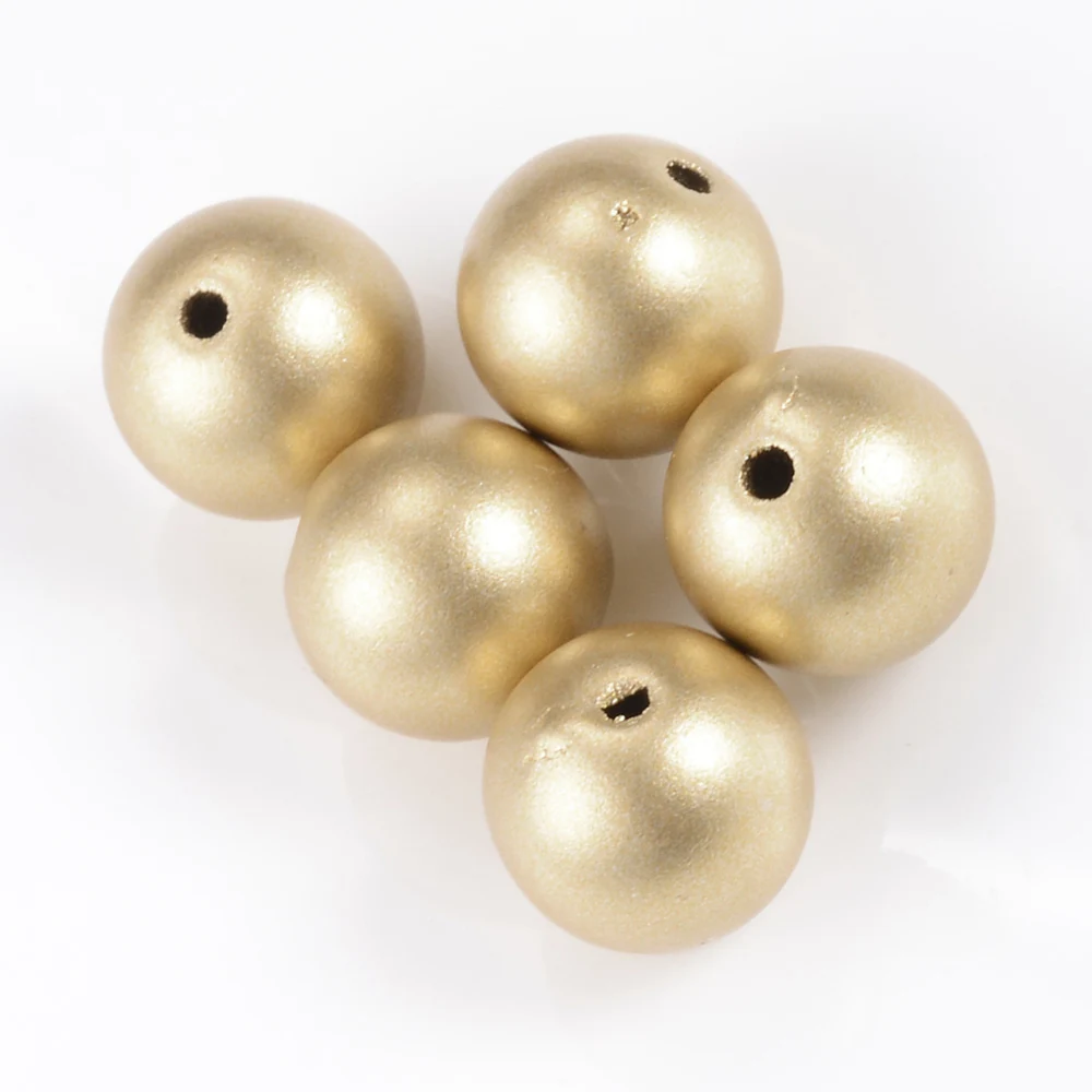 

400PCS Matte Style Spray Painted Acrylic Beads Round Gold 6mm Hole: 1.5mm