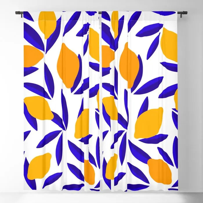 

Светонепроницаемые шторы с рисунком лимона синего и желтого цвета, оконные занавески с 3D принтом для спальни, гостиной, декоративные оконные принадлежности