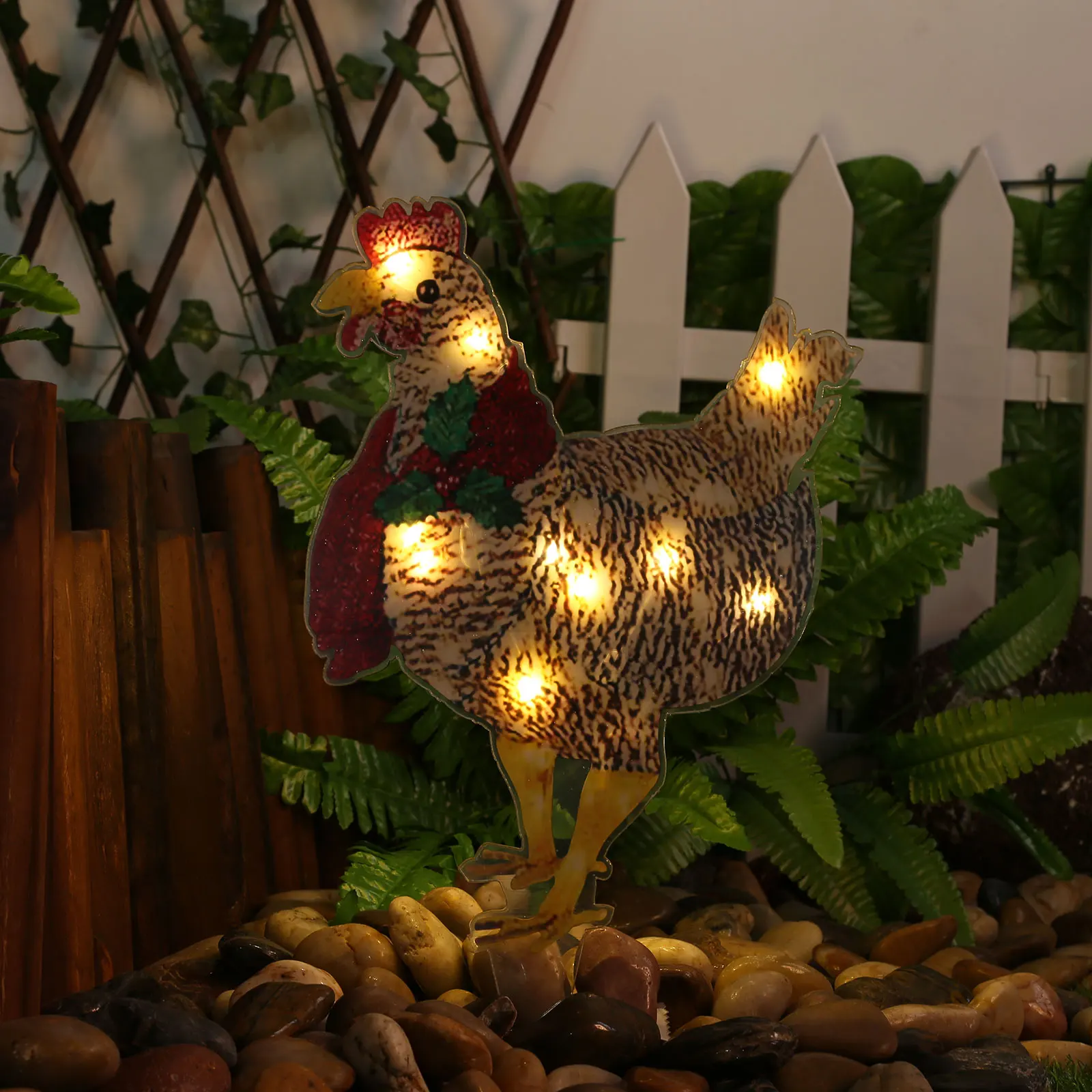 

Christmas LED Chicken Animal Light Ground Plug Decorative Lamp for Outdoor Pathway Backyard Lawn Lighting Decoration