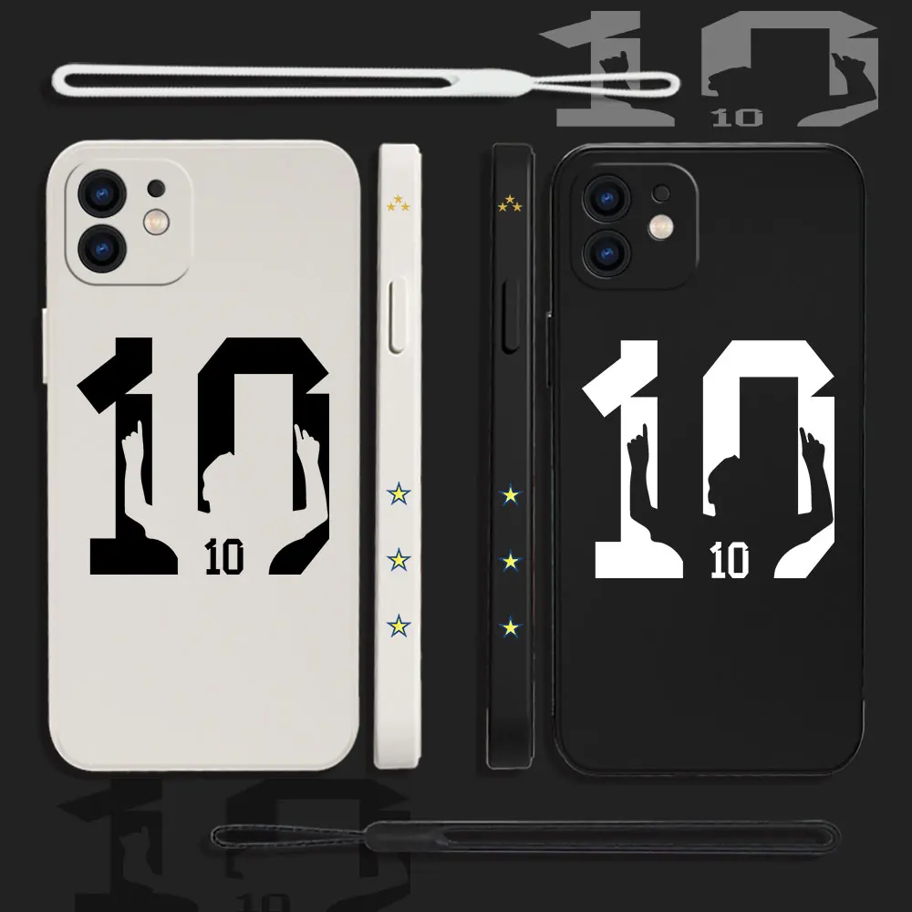 

Lucky Sports Number 10 Phone Case For iPhone 14 13 12 11 Pro Max Mini X XR XS SE 2020 8 7 Plus 6 6S Plus Silicone With Lanyard