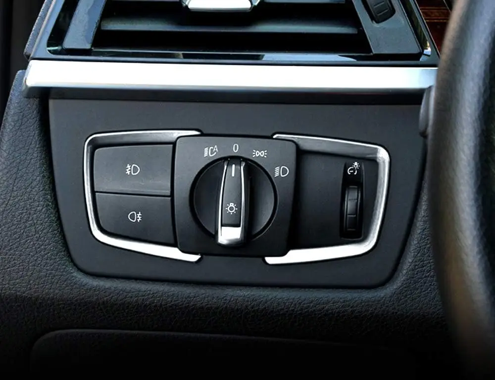 

Silver Headlight Switch Button Trims Cover For BMW 2 3 4 Series X5 X6 F22 F30 F31 F32 F33 F15 F16