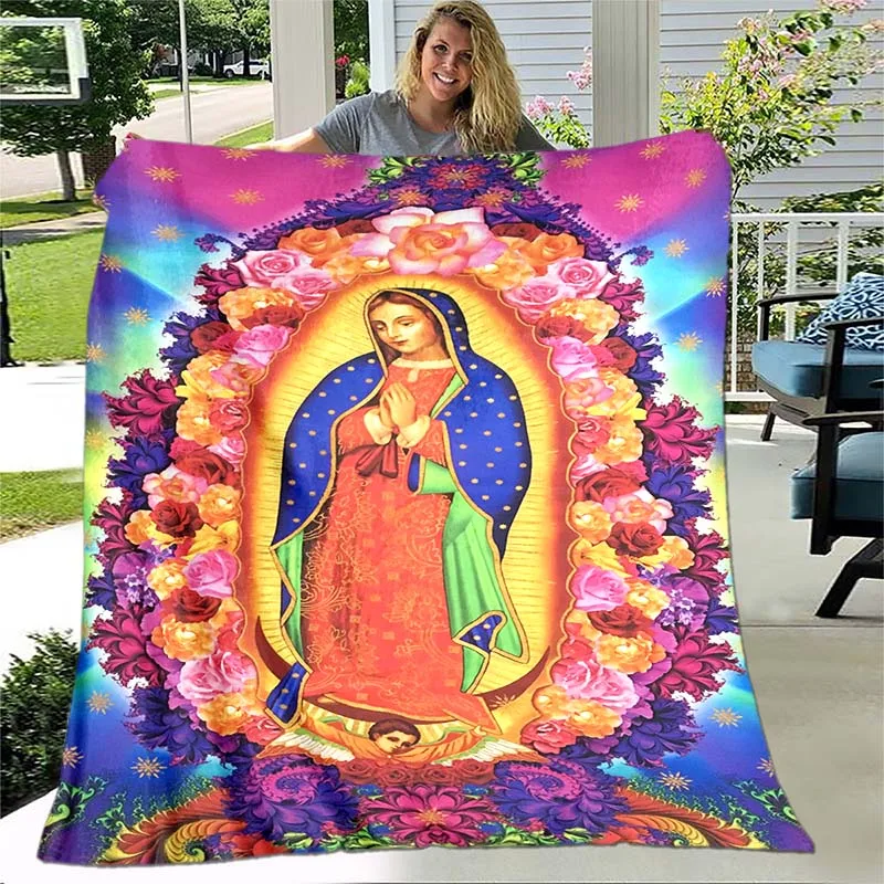 

Молитвенное одеяло с изображением Иисуса джарги Марии-легкий фланелевый плед для дивана, одеяло с цифровым принтом из мягкой фланелевой ткани с червями