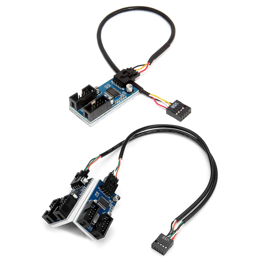 30cm USB 9 Pin Interface Header Motherboard Extension Splitter 1 To 2/4 Cable Desktop USB2.0 HUB Connectors Adapter Port