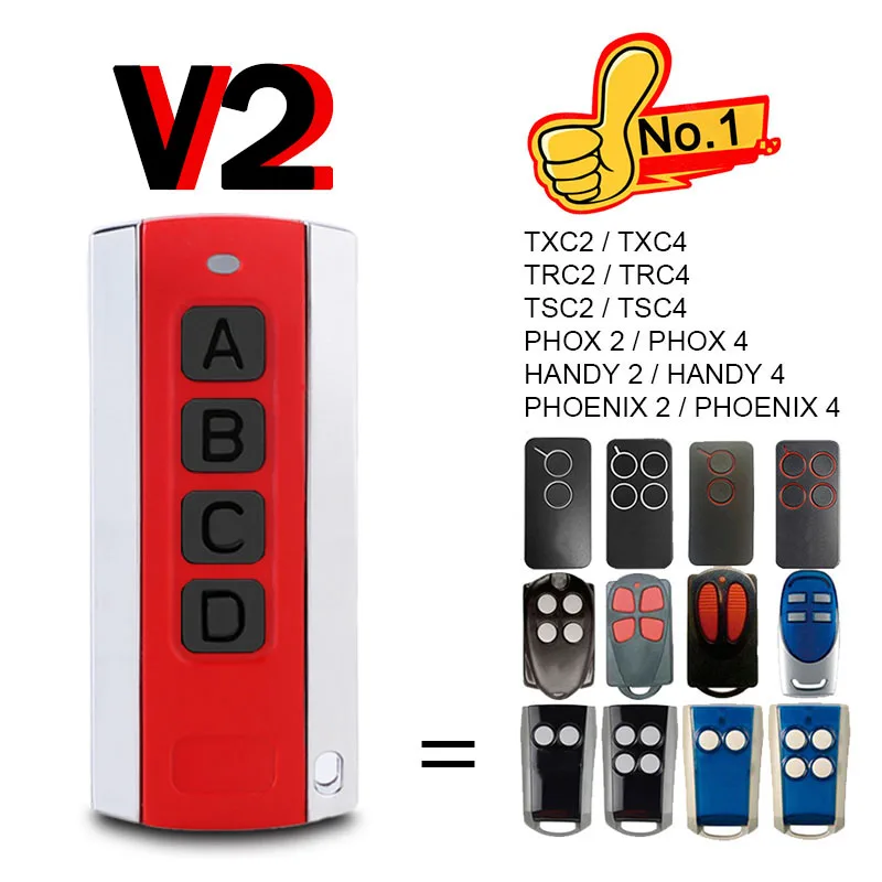 V2 Пульт дистанционного управления гаражом Совместимо с PHOX PHOENIX HANDY 2 4 TSC4 TSC2 TRC4 TRC2
