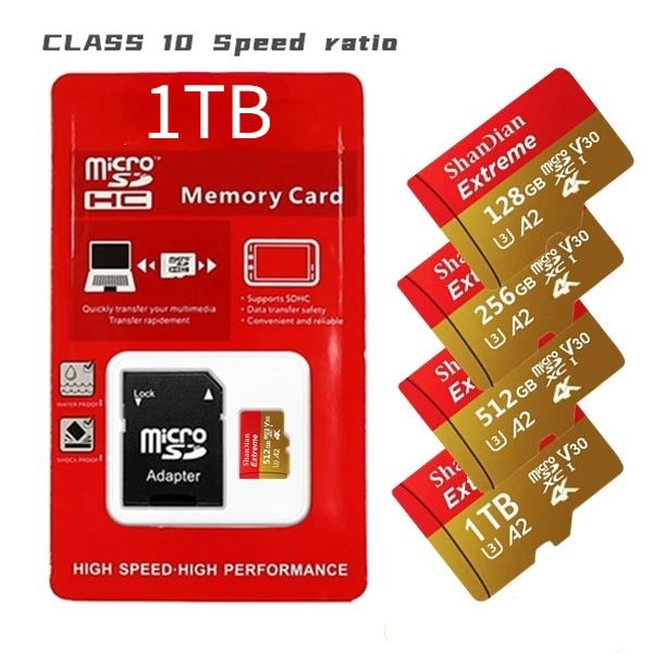 

High Speed Micro Memory Card 1TB 512GB Big Memory Capacity Expand USB Drive SD Micro SD 10 UHS-1 4K TF Memory Card + Card Reader