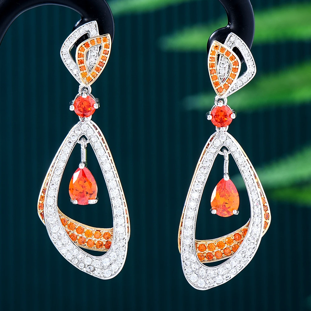 

Blachette 2022 Luxury Geometry Drop Dangle Earrings Great Design Cubic Zirconia European Fashion Jewelry pendientes mujer moda