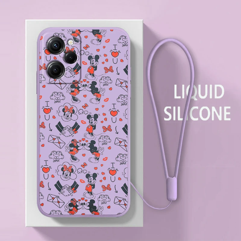 

Mickey Minnie Cute For Xiaomi POCO X5 M5 C40 M4 X4 F4 C40 X3 NFC F3 GT M4 M3 M2 Pro C3 4G 5G Liquid Rope Phone Case Coque Capa