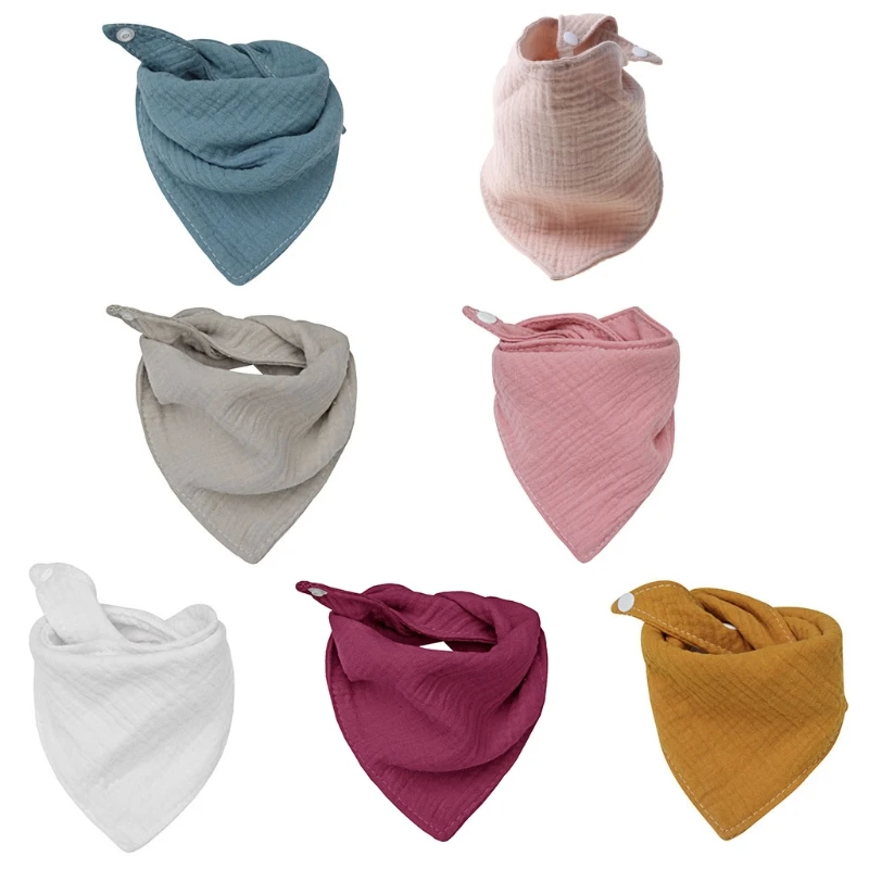 

for TRIANGLE Scarf Cotton Muslin Gauze Bibs Newborn Solid Color Absorbent Snap B