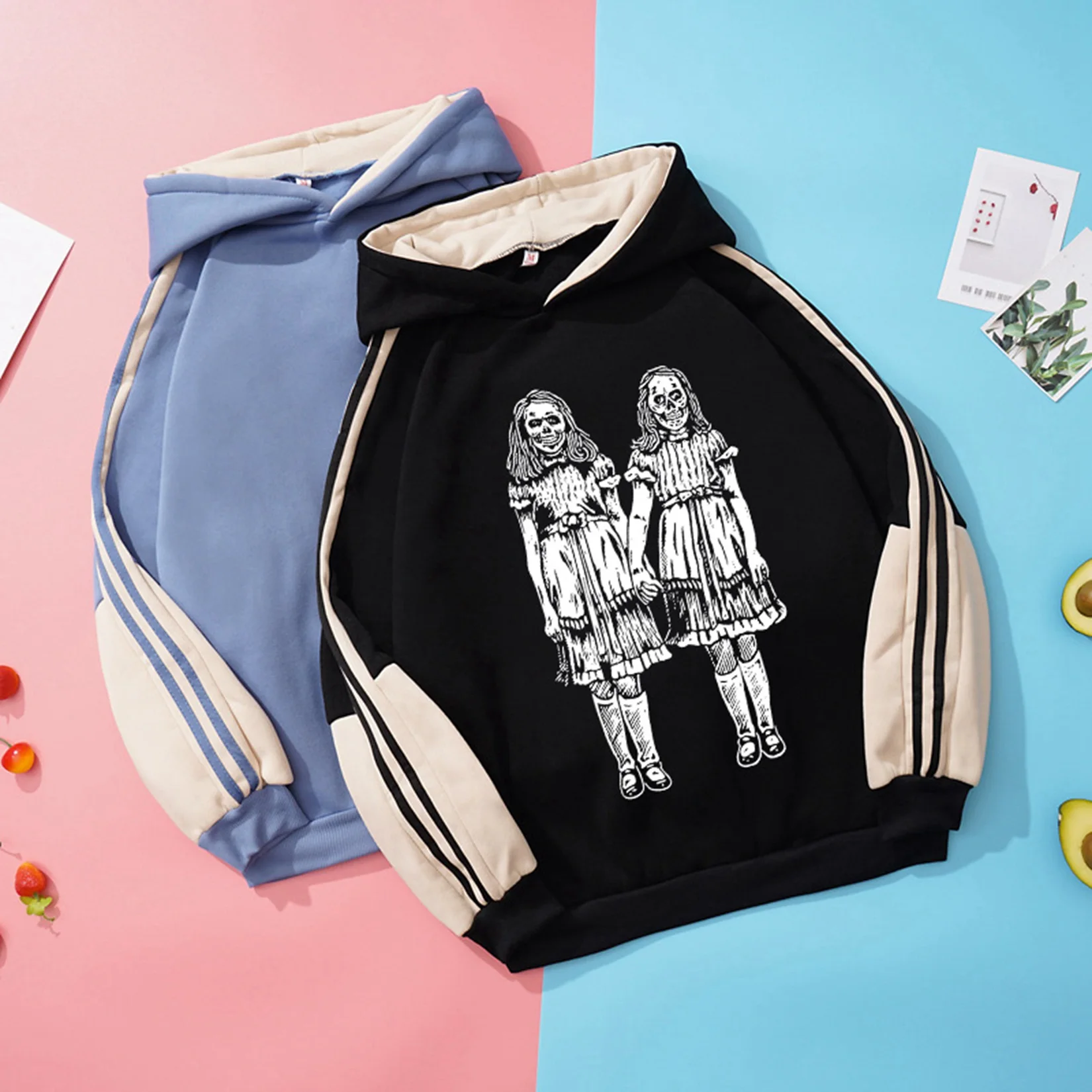 

Women Casual Sweatshirt Halloween Skull Girl Print Hoodie Pullover Funny Sweatshirt Tops