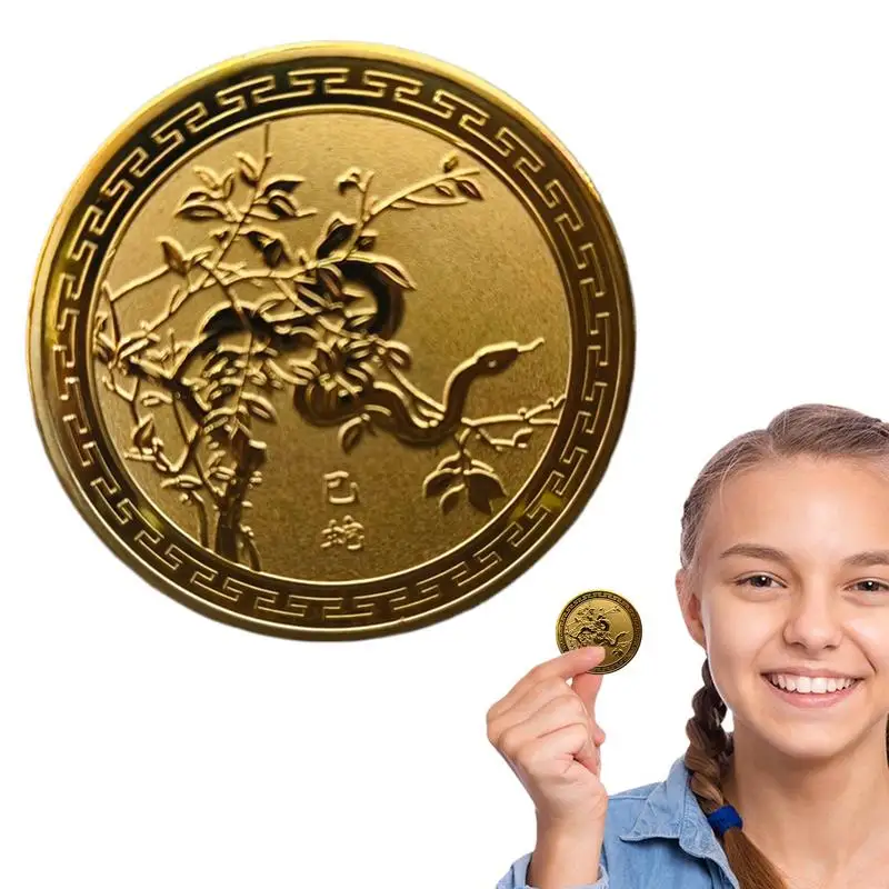 Китайская новогодняя змеиная монета на удачу 3D нежное сувенирное украшение